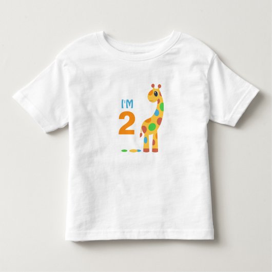 Colorful Cartoon Giraffe - Ik ben 2 zondag Kinder Shirts (Voorkant)