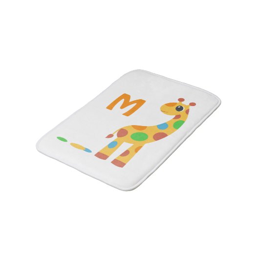 Colorful Cartoon Giraffe Monogram Badmat (Gekanteld)