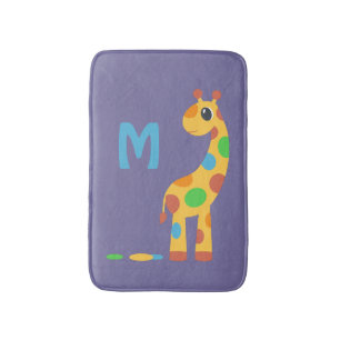 Colorful Cartoon Giraffe Monogram Badmat
