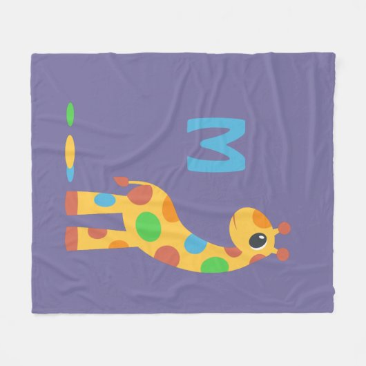 Colorful Cartoon Giraffe Monogram Fleece Deken (Voorkant (Horizontaal))