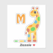 Colorful Cartoon Giraffe Monogram Sticker (Vel)