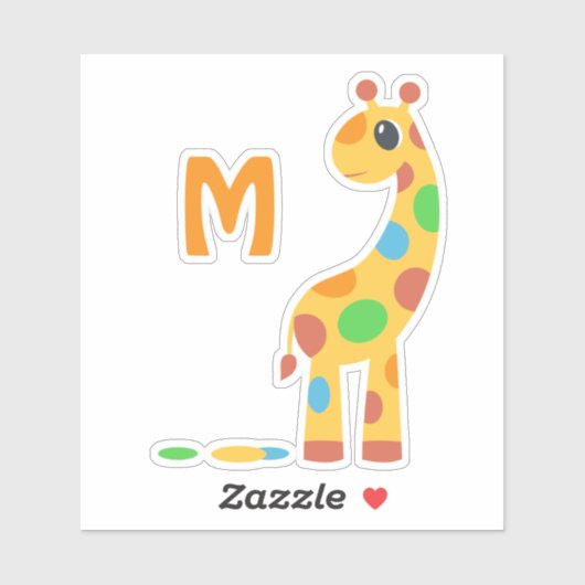Colorful Cartoon Giraffe Monogram Sticker (Vel)