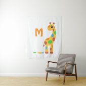 Colorful Cartoon Giraffe Monogram Wandkleed (In situ)