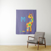 Colorful Cartoon Giraffe Monogram Wandkleed (In situ)
