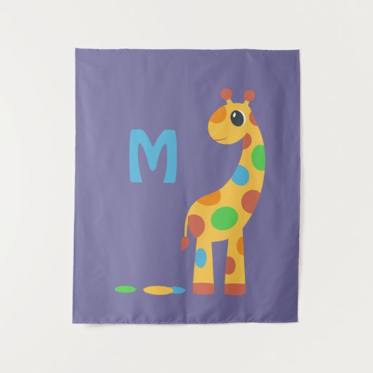 Colorful Cartoon Giraffe Monogram Wandkleed (Voorkant)