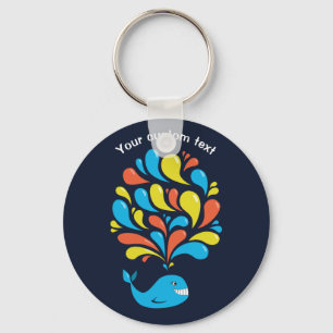 Colorful Cartoon Happy Whale Kinder Custom Text Sleutelhanger