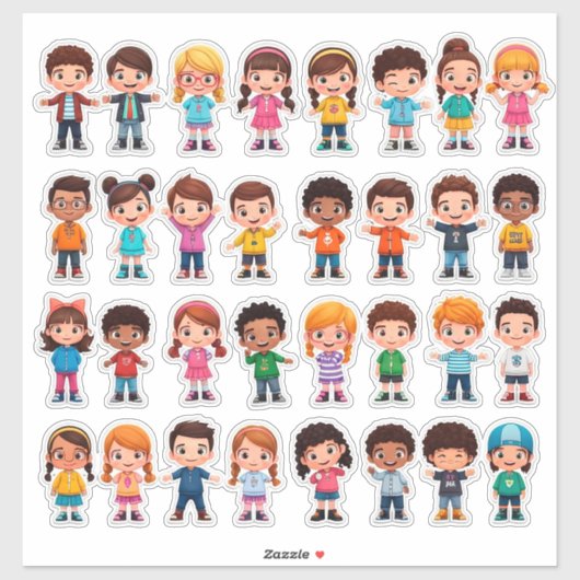 Colorful Cartoon Kids Stickers (Vel)