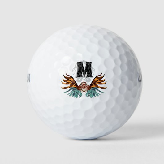 Colorful Cartoon Lionfish Monogram Golfballen (Voorkant)