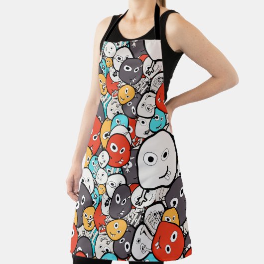 Colorful Cartoon Monsters Schort (Insitu)