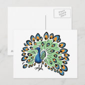 Colorful Cartoon Peacock Briefkaart (Voorkant / Achterkant)