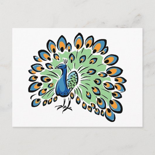 Colorful Cartoon Peacock Briefkaart (Voorkant)
