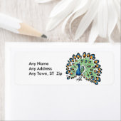 Colorful Cartoon Peacock Etiket (Insitu)