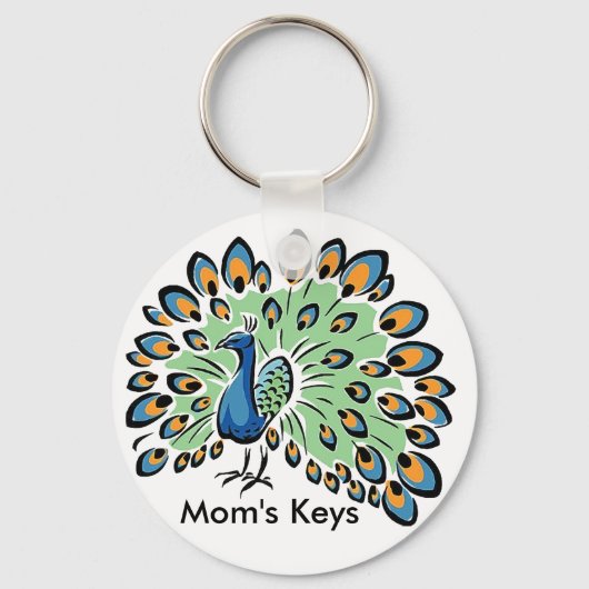 Colorful Cartoon Peacock Sleutelhanger (Voorkant)