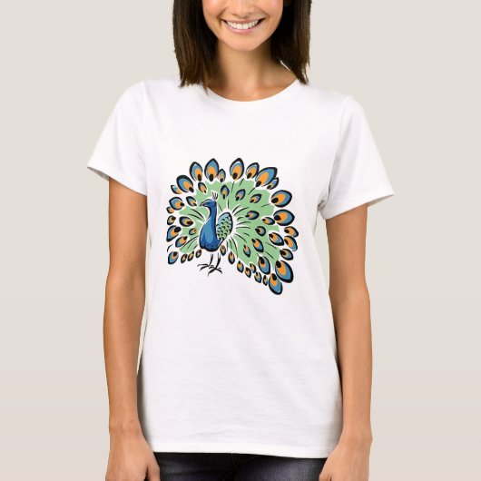 Colorful Cartoon Peacock T-shirt (Voorkant)