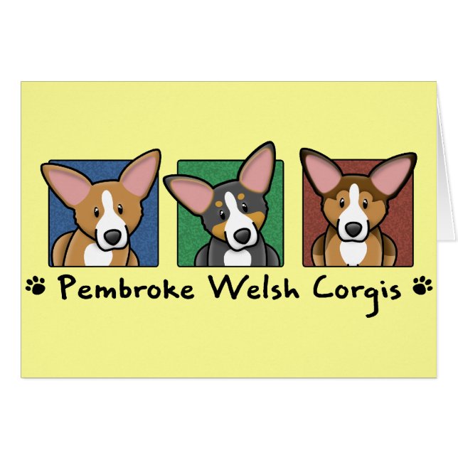 Colorful Cartoon Pembroke Welsh Corgis (Voorkant Horizontaal)