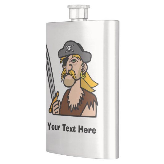 Colorful Cartoon Pirate met Jouw tekst Heupfles (Links)