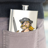 Colorful Cartoon Pirate met Jouw tekst Heupfles (Voorbeeld)