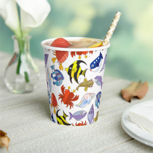 Colorful Cartoon Sealife Party Papieren Bekers