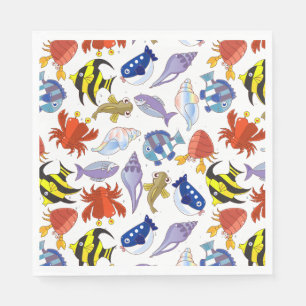 Colorful Cartoon Sealife Party Servet