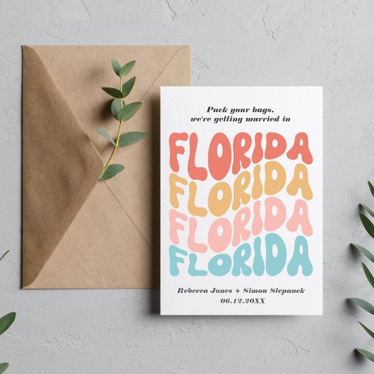 Colorful Casual Florida Wedding Save the Date Aankondigingskaart