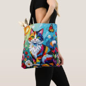 Colorful Cat and Butterfly Tote Bag (Dichtbij)