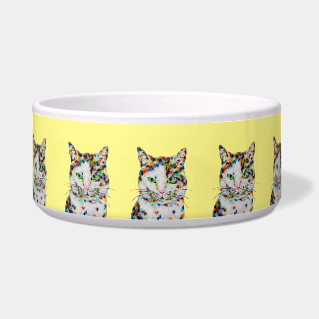 Colorful Cat Art Bowl Voerbakje (Voorkant)