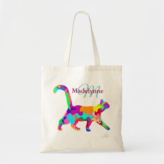 Colorful Cat Art Modern Tote Bag (Voorkant)