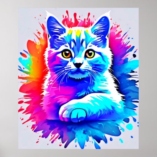 Colorful Cat Art Poster (Voorkant)