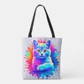 Colorful Cat Art Tote Bag (Achterkant)