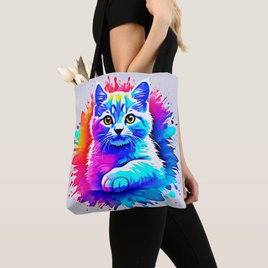 Colorful Cat Art Tote Bag (Dichtbij)