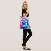 Colorful Cat Art Tote Bag (Op model)