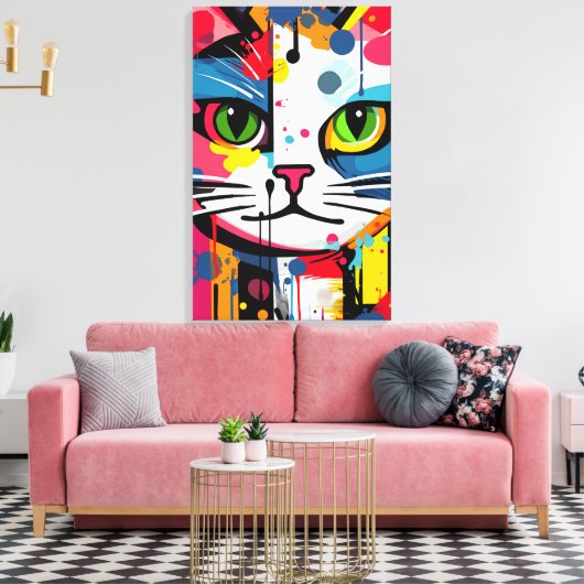 Colorful Cat Canvas Afdruk (Insitu (Woonkamer))