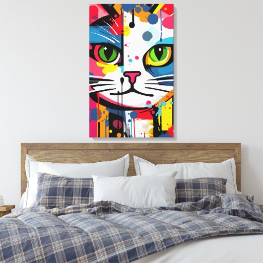 Colorful Cat Canvas Afdruk (Insitu (Slaapkamer))