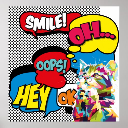 Colorful Cat Comic Hope Iconic Pop Art Poster (Voorkant)