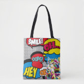 Colorful Cat Comic Hope Iconic Pop Art Tote Bag (Voorkant)