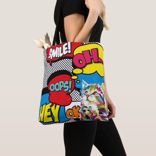 Colorful Cat Comic Hope Iconic Pop Art Tote Bag (Dichtbij)