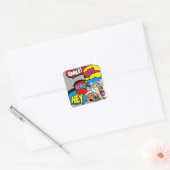 Colorful Cat Comic Hope Iconic Pop Art Vierkante Sticker (Envelop)