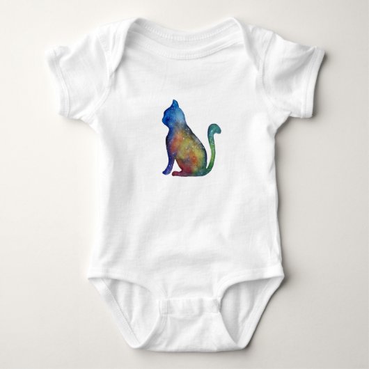 Colorful Cat Drawing Baby Jersey Bodysuit, wit Romper (Voorkant)