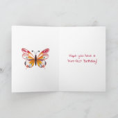 Colorful Cat, Flowers & Butterfly Birthday Kaart (Binnen)