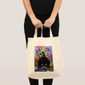 Colorful Cat Flowers Tote Bag (Voorkant (product))