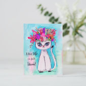 Colorful Cat Fun Spring Flower Cute Inspirerend Briefkaart (Staand voorkant)