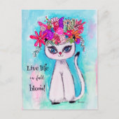 Colorful Cat Fun Spring Flower Cute Inspirerend Briefkaart (Voorkant)