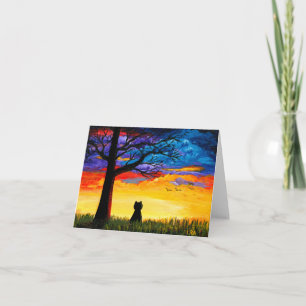 Colorful Cat Oak Tree Landscape Creationarts Kaart