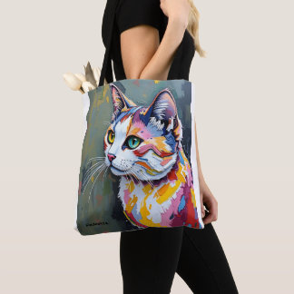 Colorful Cat Portrait Tote Bag