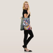 Colorful Cat Portrait Tote Bag (Op model)