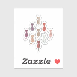 Colorful Cat Silhouettes Sticker