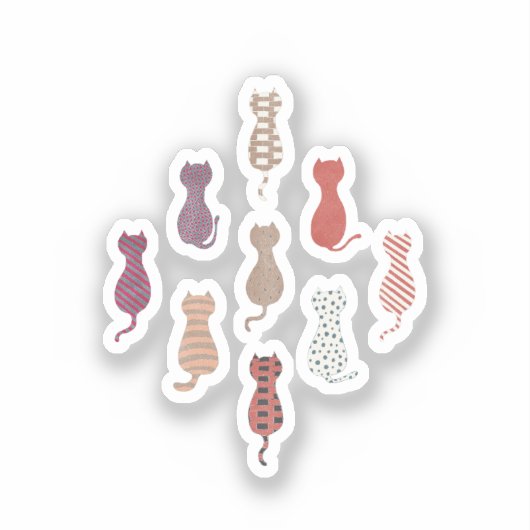 Colorful Cat Silhouettes Sticker (Voorkant)
