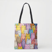 Colorful Cat Tote Bag with Playful Design (Voorkant)
