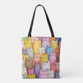 Colorful Cat Tote Bag with Playful Design (Achterkant)