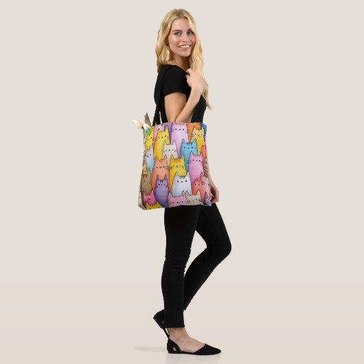 Colorful Cat Tote Bag with Playful Design (Op model)